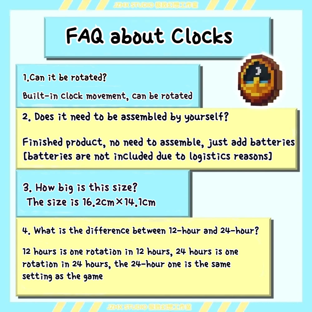 Lootify - Mc 12-24 Hour Clock Sun - Moon Battery Usage Only