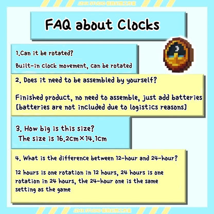 Lootify - Mc 12-24 Hour Clock Sun - Moon Battery Usage Only